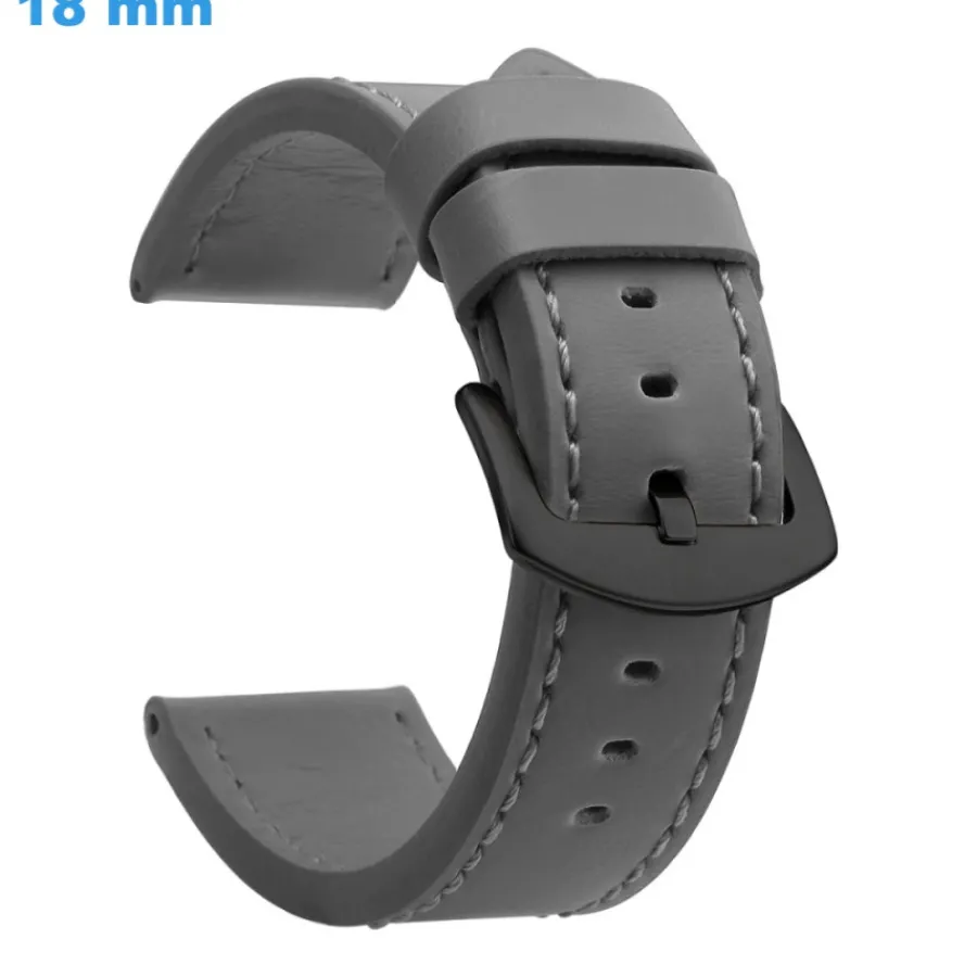 Bracelet Cuir Pour Montre-Bracelet fermoir Ardillon Gris 18 mm Cuir Synthétique montre