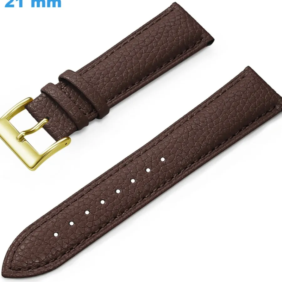 Bracelet Cuir Pour Montre-Bracelet fermoir Ardillon 21 mm Cuir véritable Brun pour montre