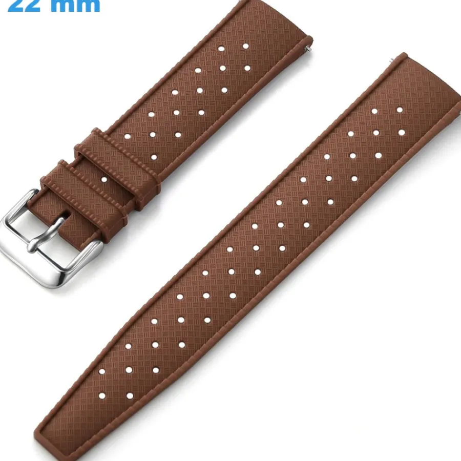 Bracelet Silicone-Bracelet fermoir Ardillon Café 22 mm Silicone pour montre