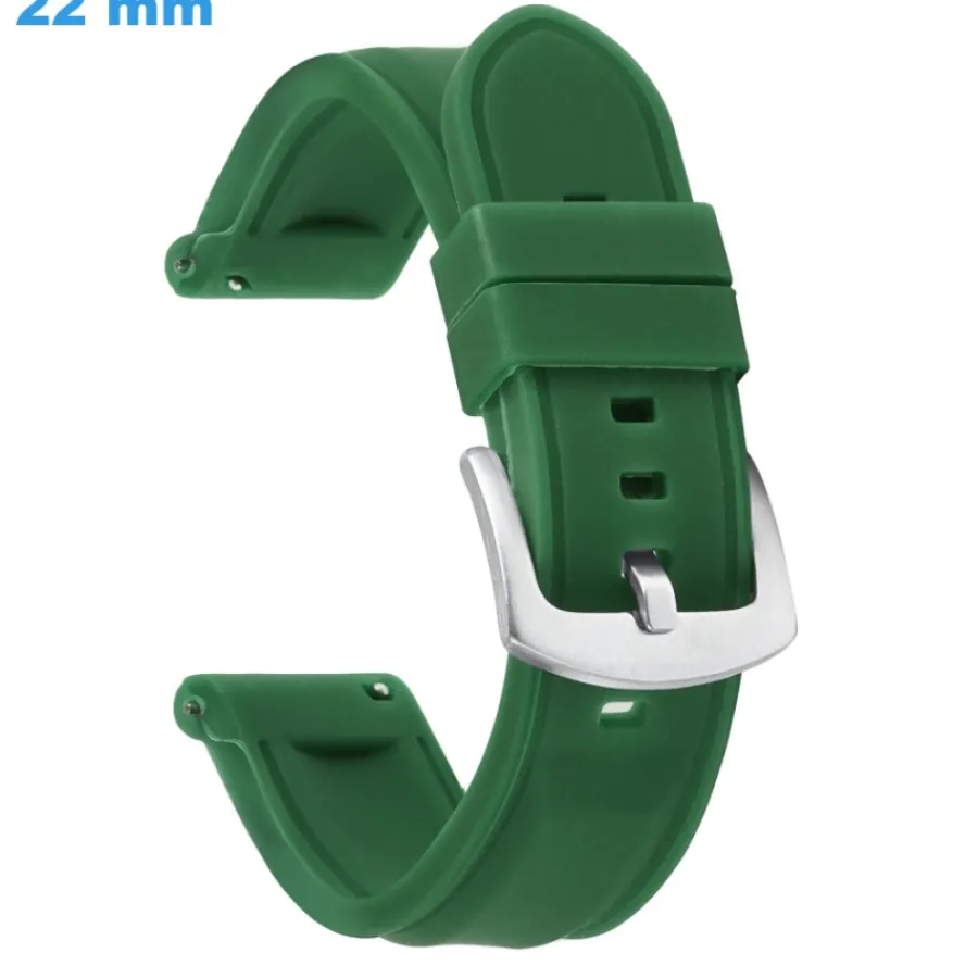 Bracelet Silicone-Bracelet fermoir Ardillon 22 mm Caoutchouc Vert pour montre