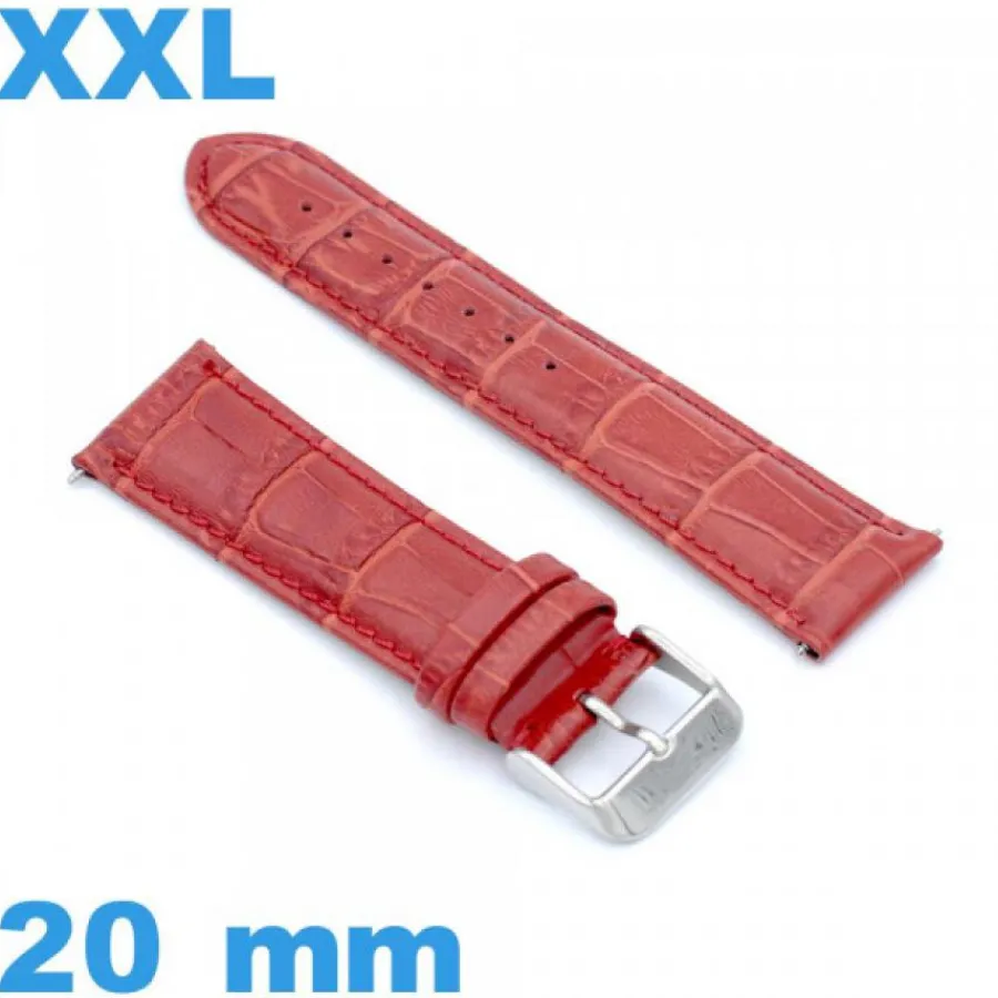 Bracelet Cuir Pour Montre-Bracelet gros poignet Cuir véritable de veau de luxe rouge pour montre 20 mm