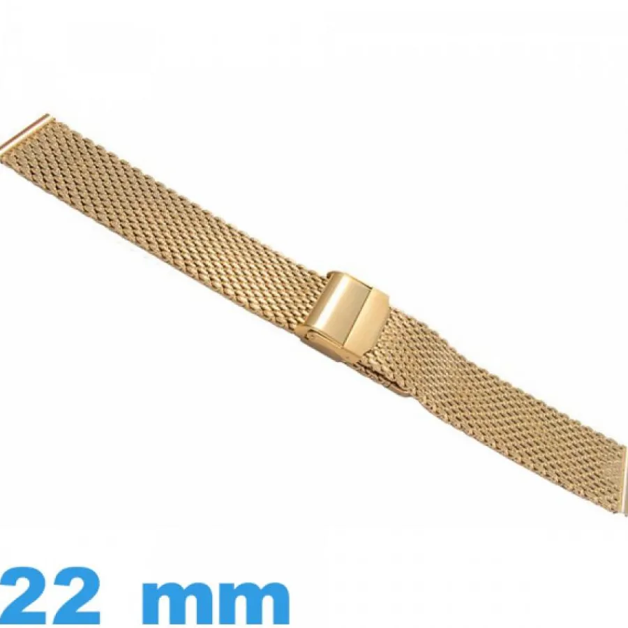 Bracelet Métal|Bracelet Maille Milanaise-Bracelet Maille Milanaise de montre doré métal 22 mm