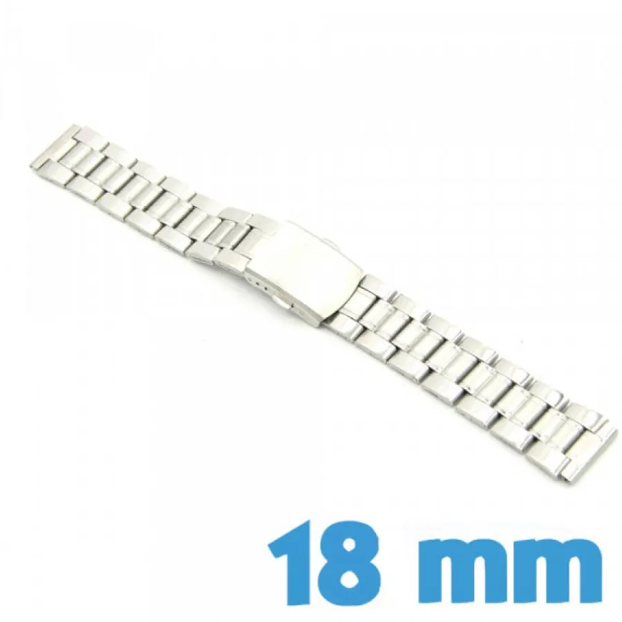 Bracelet Métal-Bracelet 18mm Argenté montre Acier Inoxydable  avec bouton
