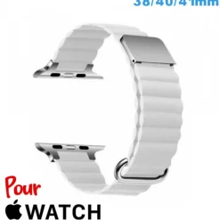 Accessoire Apple Watch-Bracelet 38mm Blanc de montre pour Apple Watch Cuir Micro Fibre