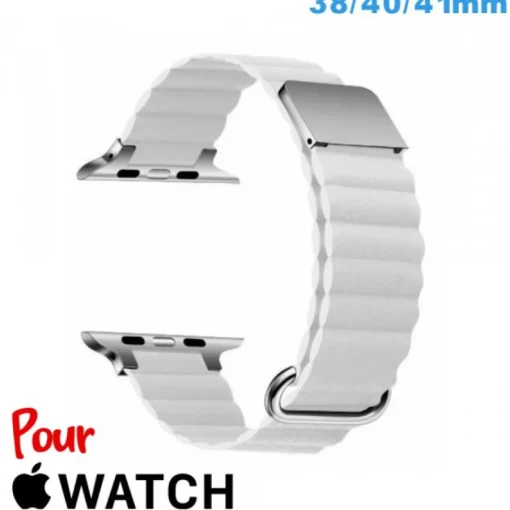 Accessoire Apple Watch-Bracelet 38mm Blanc de montre pour Apple Watch Cuir Micro Fibre