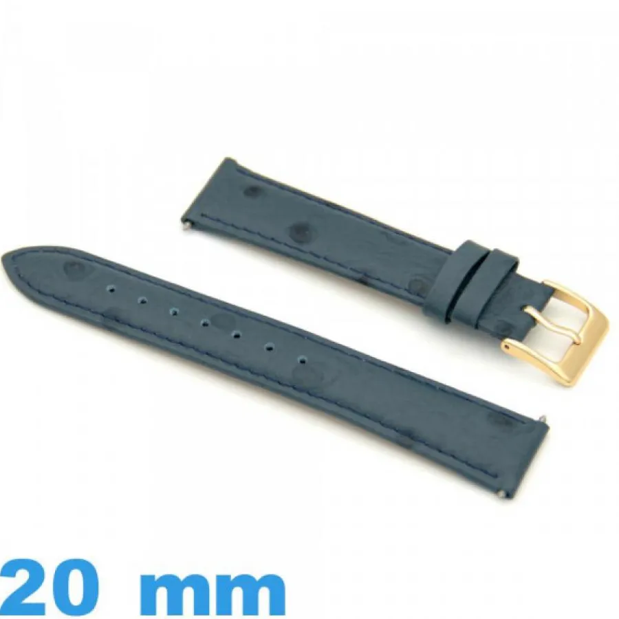 Bracelet Cuir Pour Montre-Bracelet 20mm Bleu pour montre  Cuir
