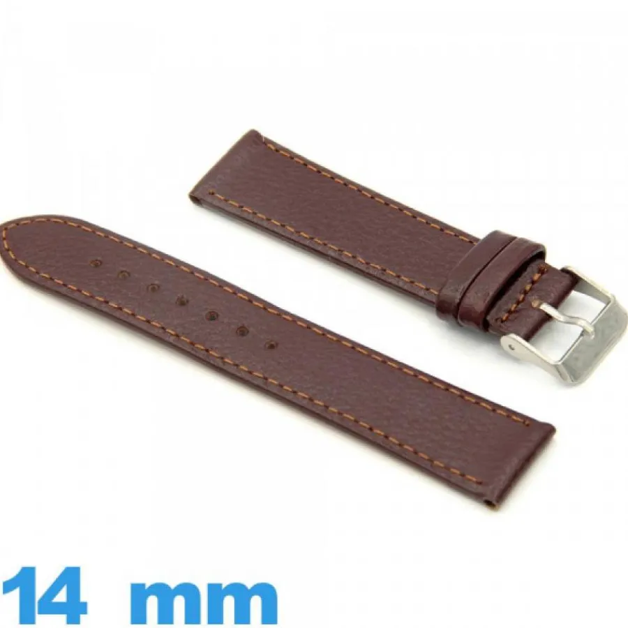 Bracelet Cuir Pour Montre-Bracelet 14mm de montre Plat cuir véritable Lisse
