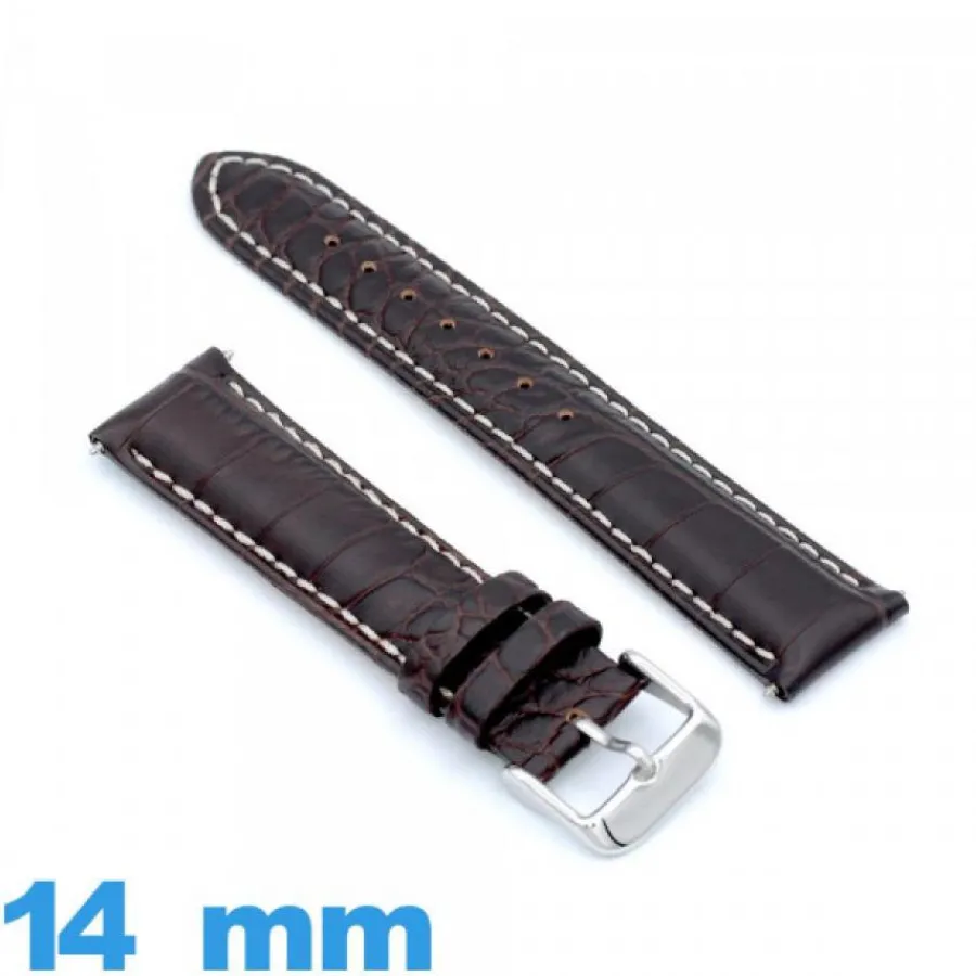 Bracelet Cuir Pour Montre-Bracelet 14mm montre Cuir de veau véritable de luxe à motif d'écailles