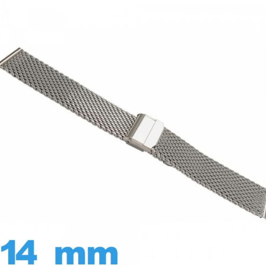 Bracelet Métal|Bracelet Maille Milanaise-Bracelet 14mm pour montre Maille Milanaise argenté métal