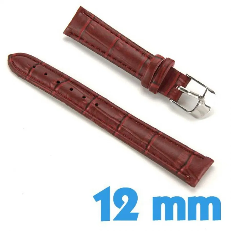 Bracelet Cuir Pour Montre-Bracelet 12mm Rouge de montre Cuir Synthétique croco