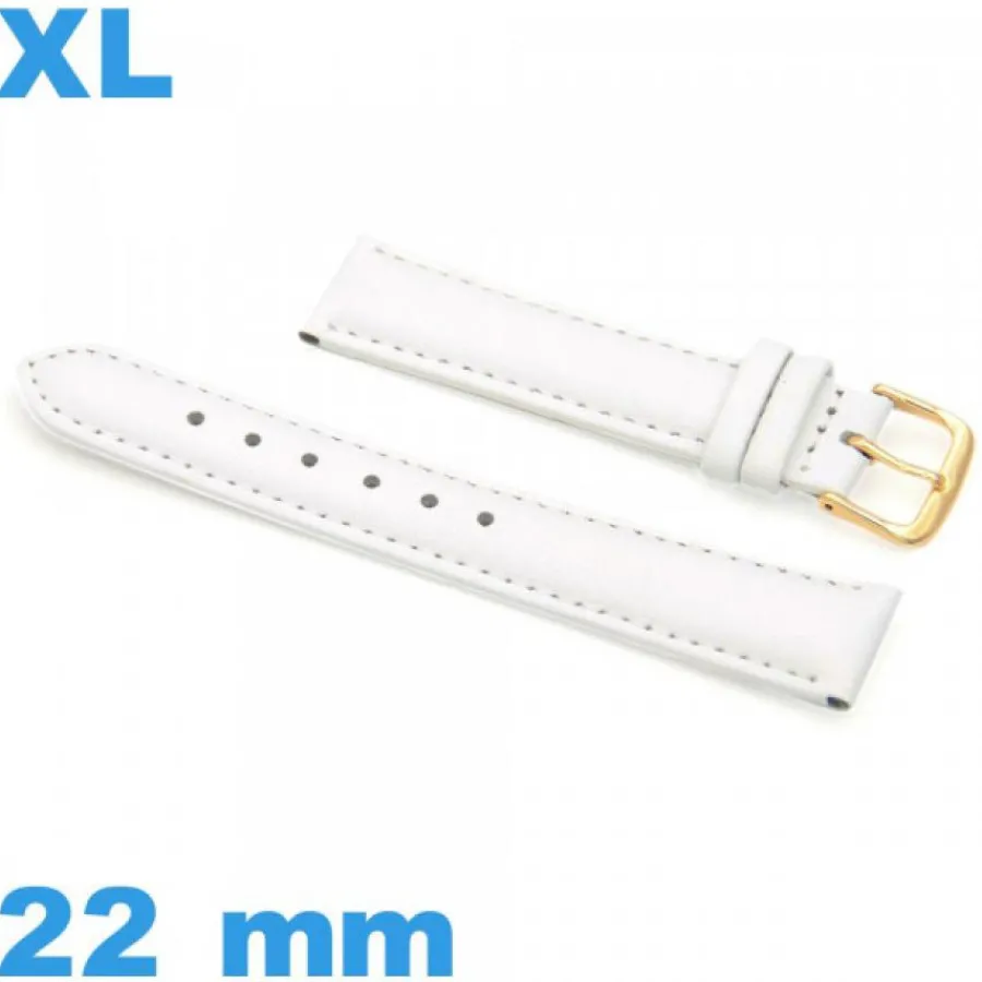 Bracelet Cuir Pour Montre-Bracelet 22mm XL montre blanc Cuir véritable de veau lisse