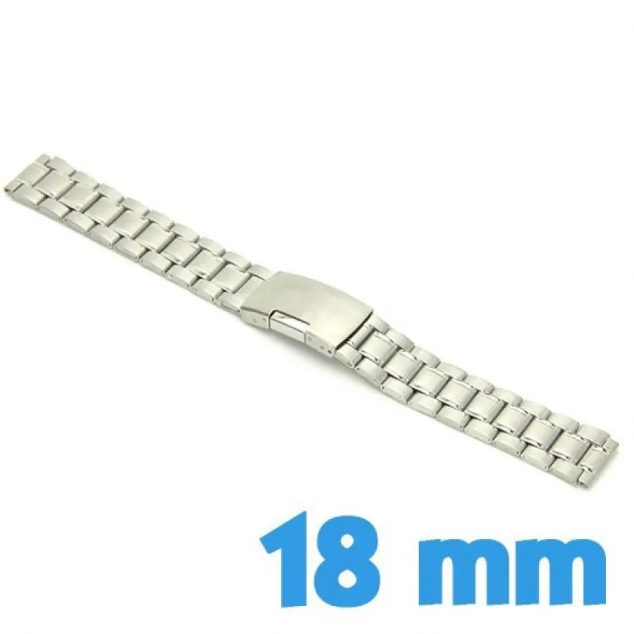 Bracelet Métal-Bracelet Montre 1.8 cm Acier Argenté avec bouton d'ouverture