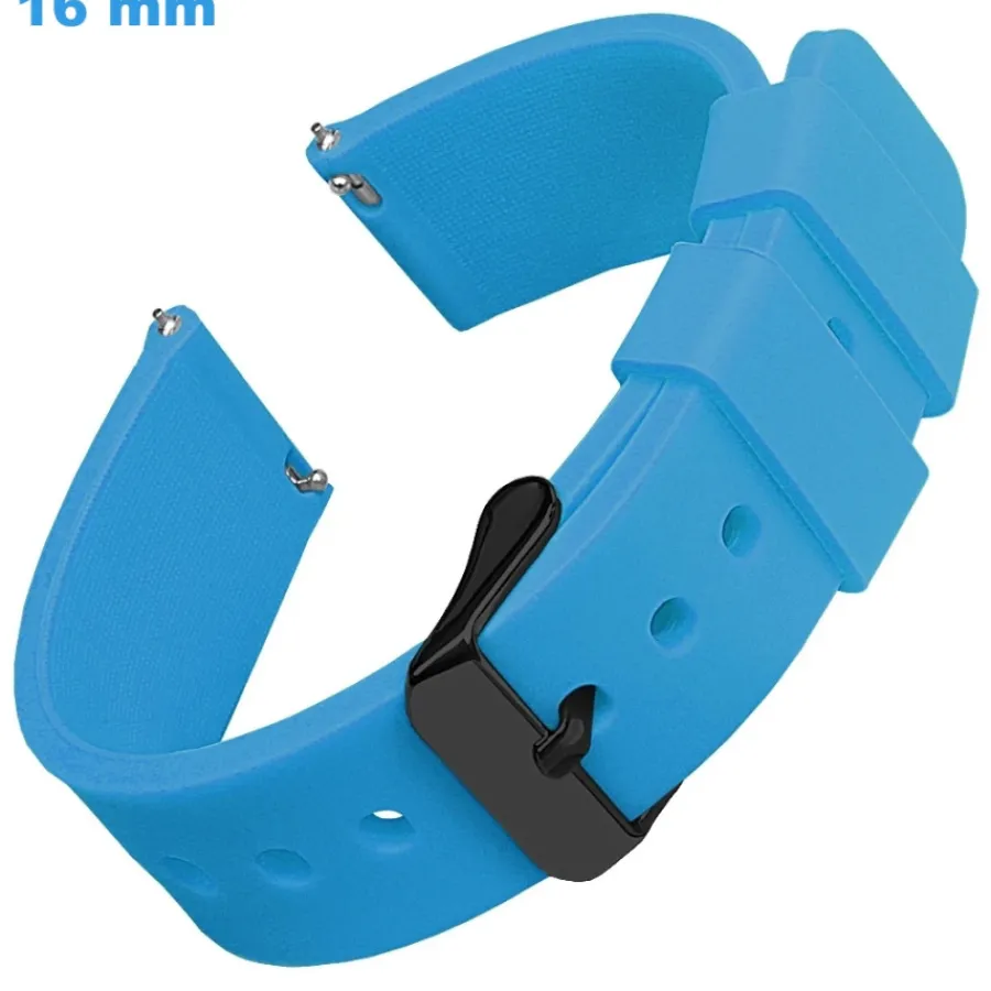 Bracelet Silicone-Bracelet montre 16 mm Caoutchouc Bleu