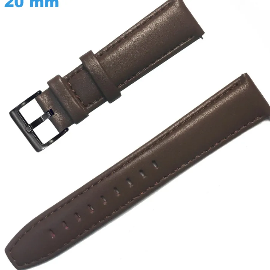 Bracelet Cuir Pour Montre-Bracelet montre 20 mm Cuir véritable Ardillon Brun