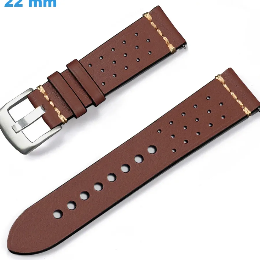 Bracelet Cuir Pour Montre-Bracelet montre 22 mm Cuir véritable Brun boucle Ardillon