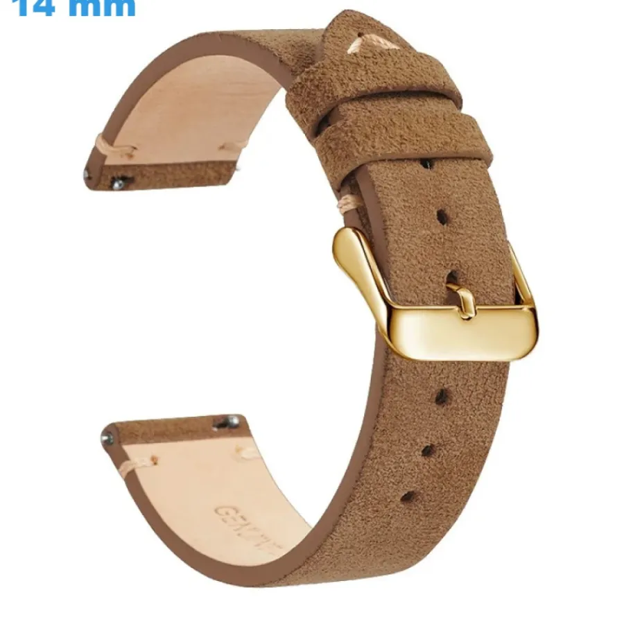 Bracelet Cuir Pour Montre-Bracelet montre 14 mm Cuir véritable fermoir Ardillon Café