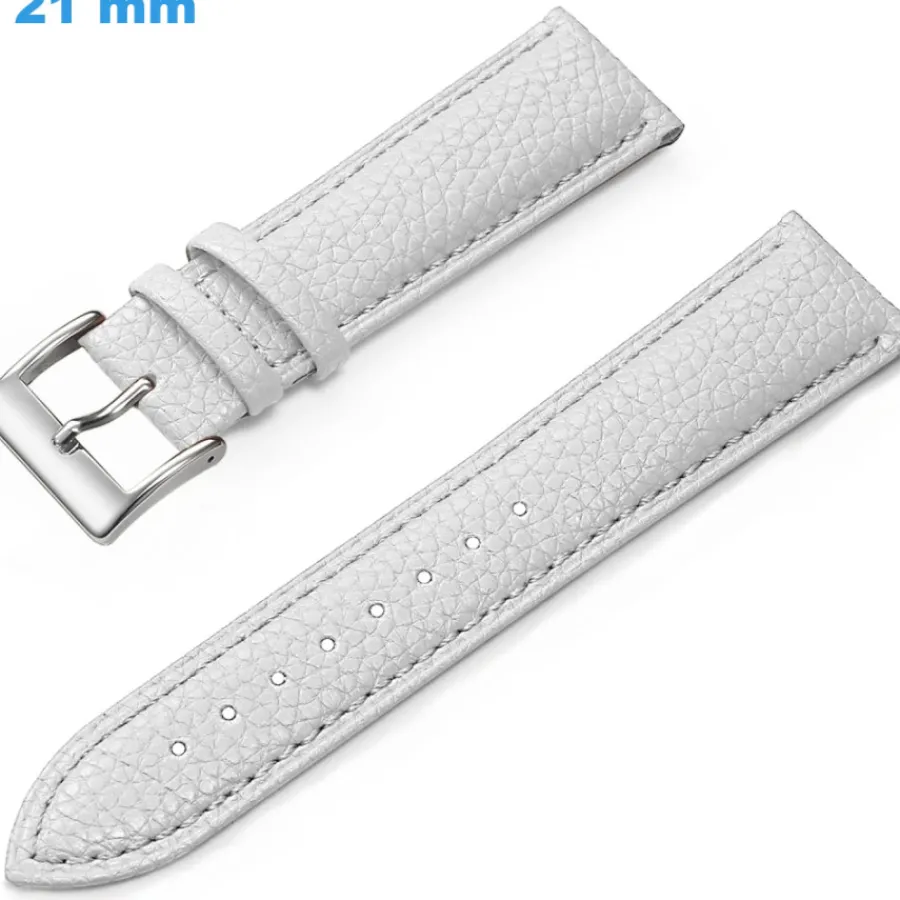 Bracelet Cuir Pour Montre-Bracelet montre Blanc 21 mm Cuir véritable Ardillon