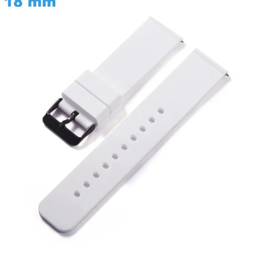 Bracelet Silicone-Bracelet montre Blanc 18 mm Silicone