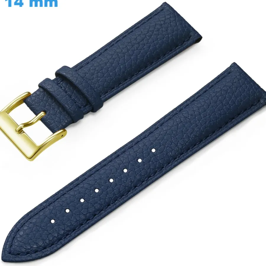 Bracelet Cuir Pour Montre-Bracelet montre Bleu 14 mm Cuir véritable boucle Ardillon