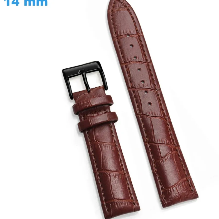 Bracelet Cuir Pour Montre-Bracelet montre Brun 14 mm Cuir véritable