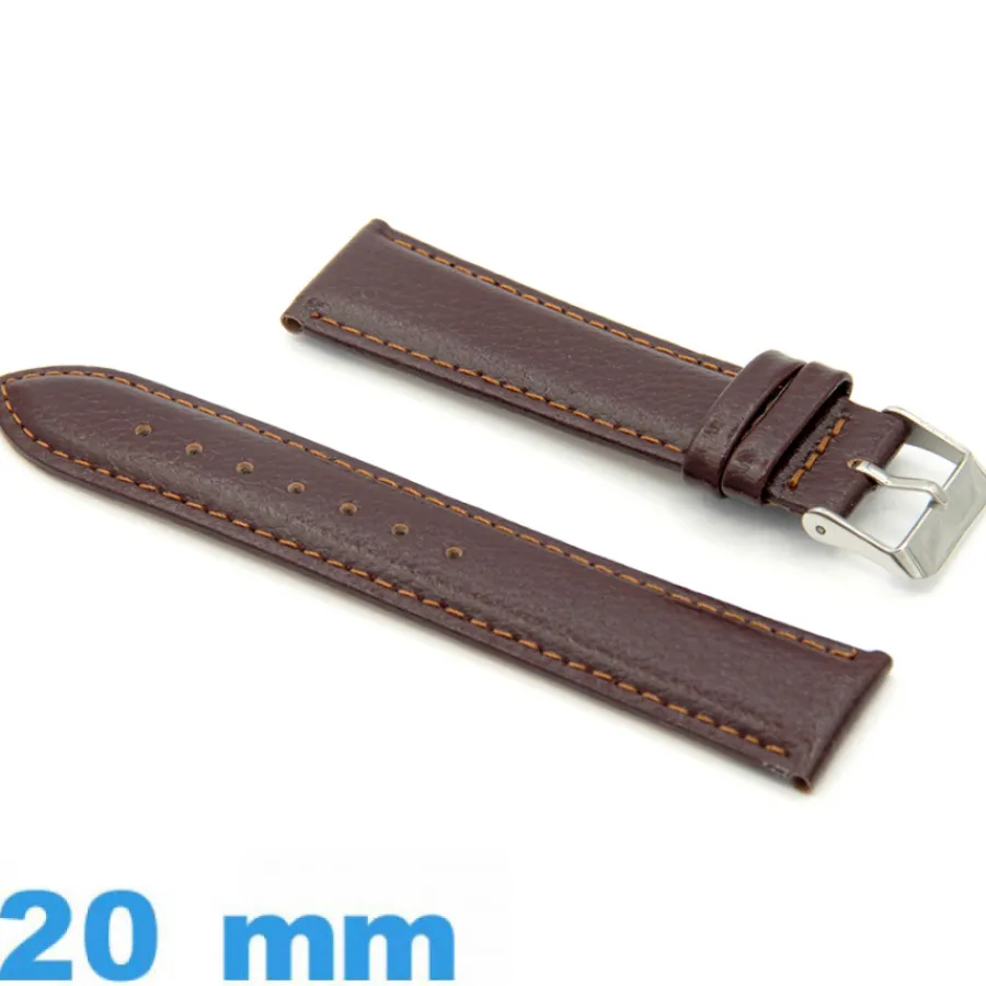 Bracelet Cuir Pour Montre-Bracelet Montre Cuir Marron 20 mm