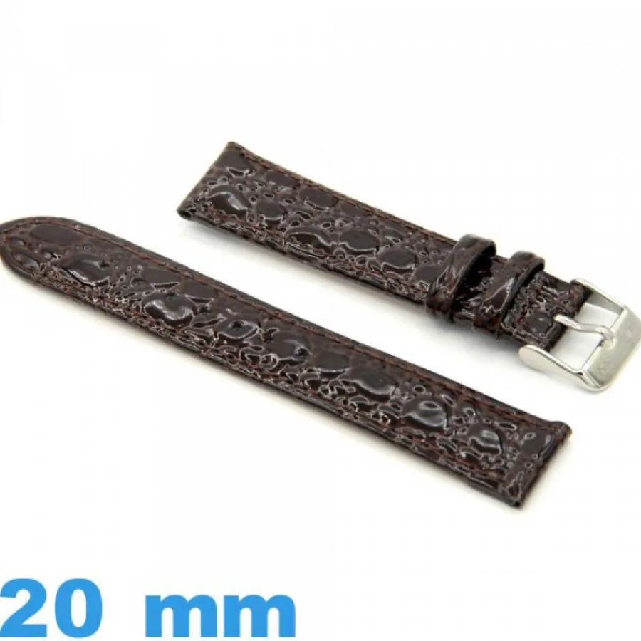 Bracelet Cuir Pour Montre-Bracelet montre cuir véritable Crocodile Plat 20mm