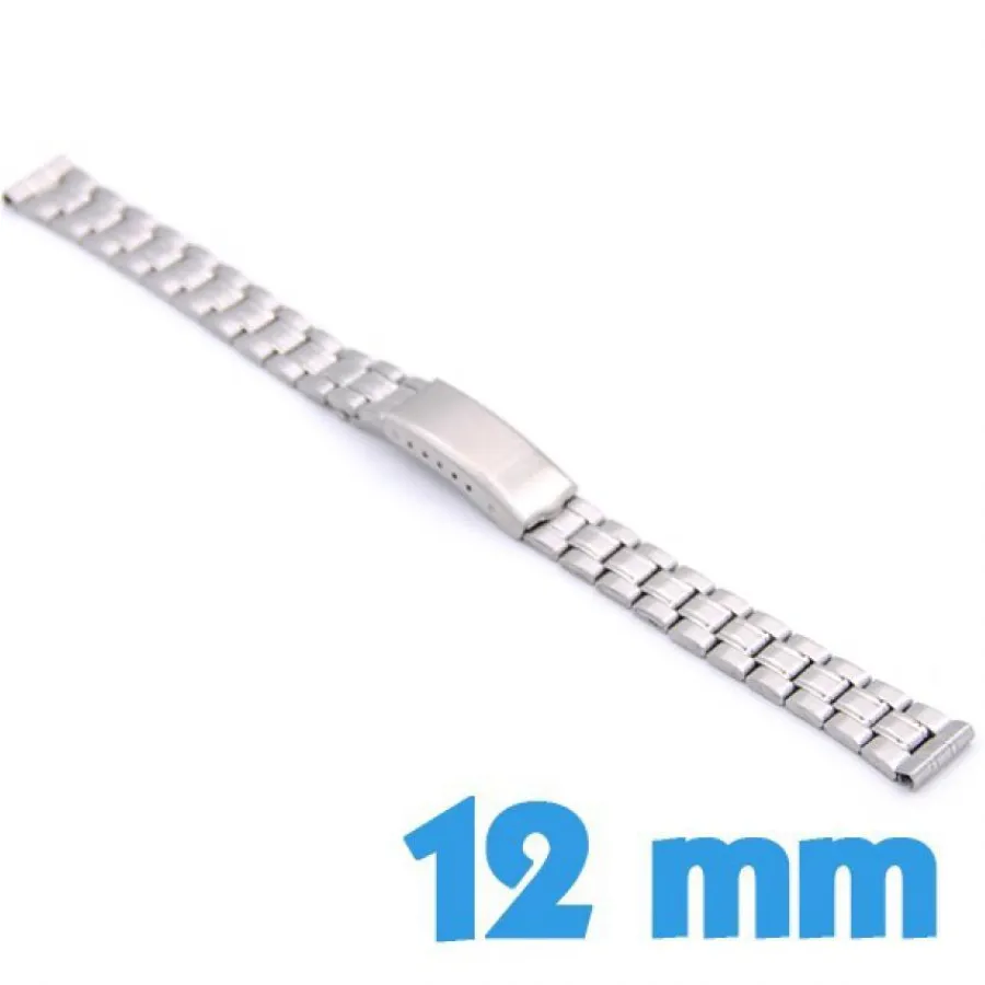 Bracelet Métal-Bracelet montre en acier argenté 12 mm