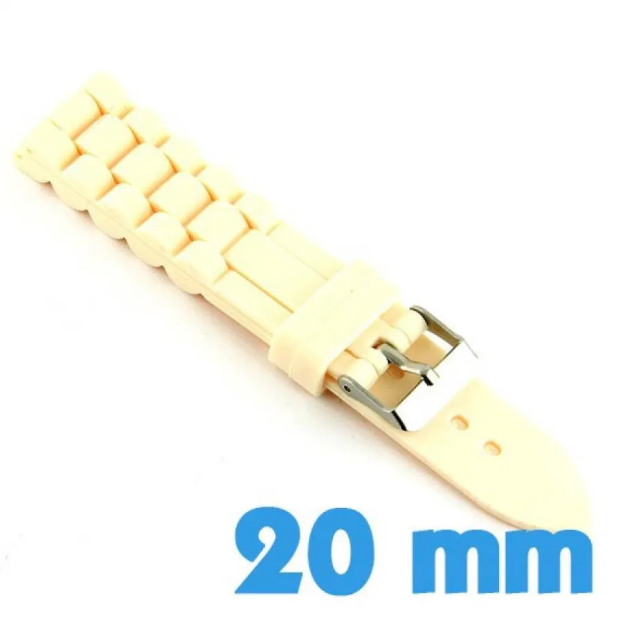 Bracelet Silicone-Bracelet montre en silicone écru 2 cm