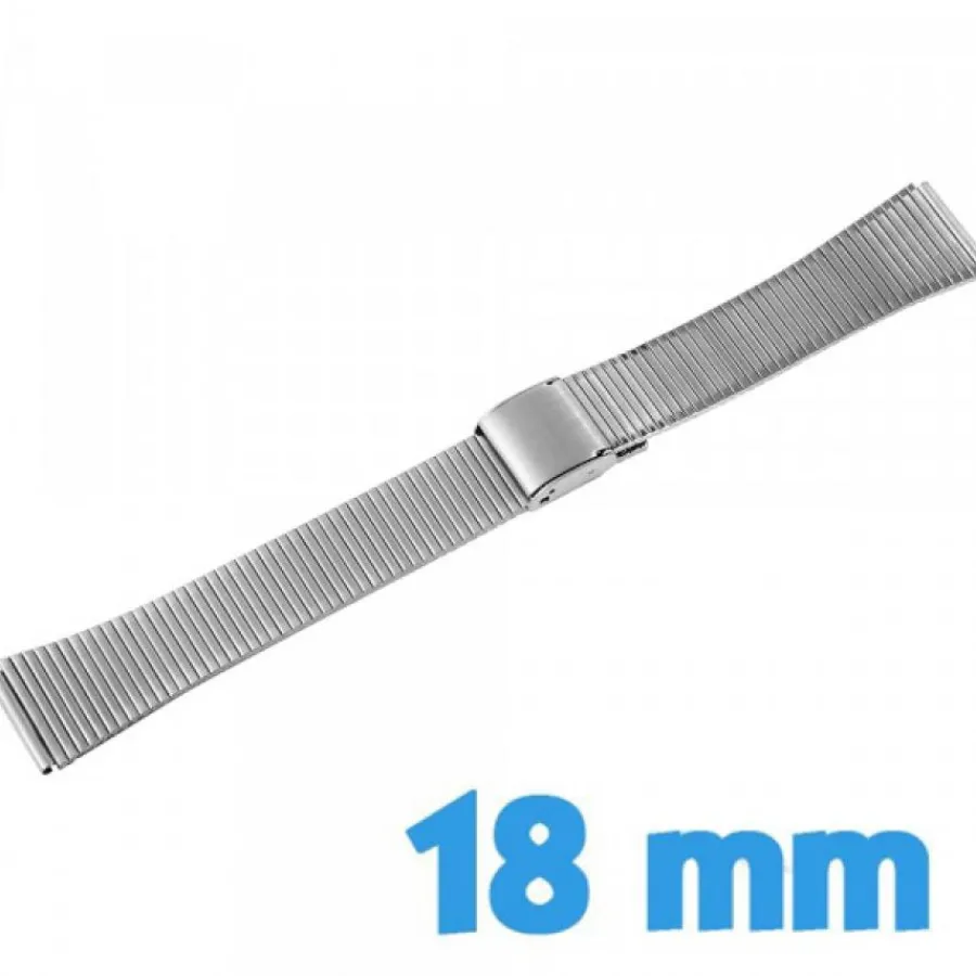 Bracelet Métal-Bracelet Montre Extensible Argenté 18 mm Acier Inoxydable