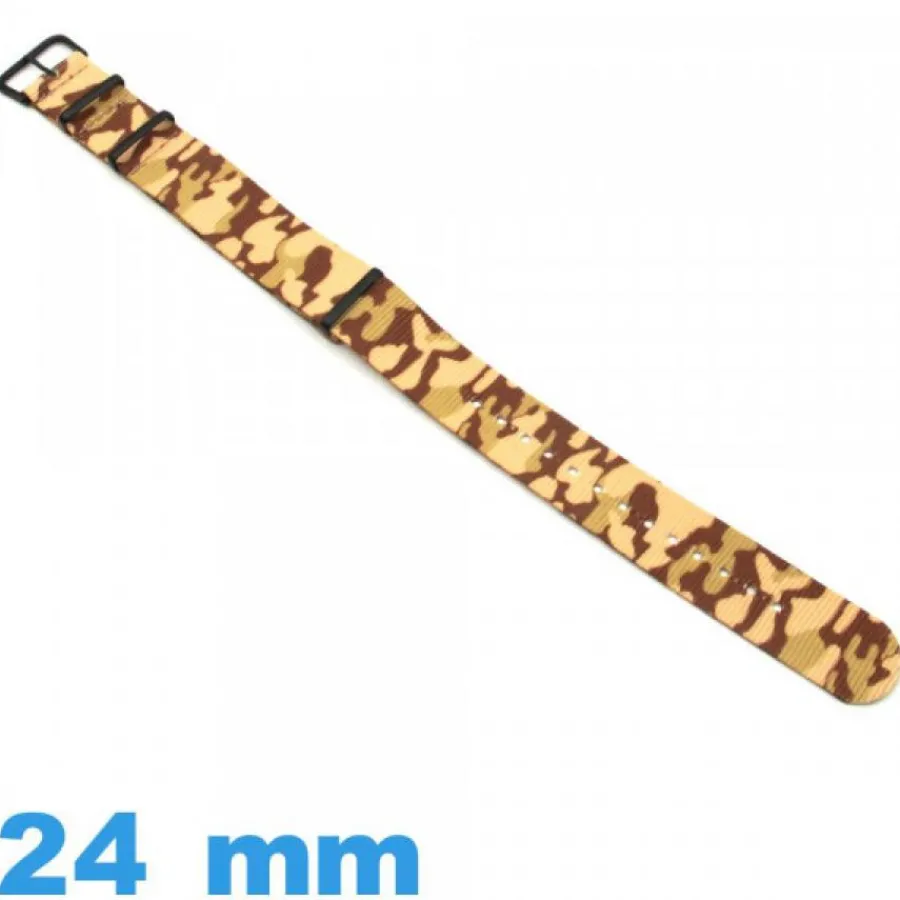 Bracelet Tissu|Bracelet Nato-Bracelet montre Nato Marron Camouflage Militaire Textile 24mm