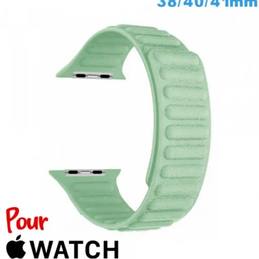 Accessoire Apple Watch-Bracelet montre pour Apple Watch 38mm Vert Cuir Micro Fibre