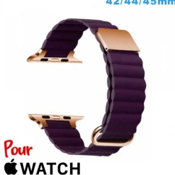 Accessoire Apple Watch-Bracelet montre pour Apple Watch Violet Cuir Micro Fibre 42mm