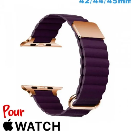 Accessoire Apple Watch-Bracelet montre pour Apple Watch Violet Cuir Micro Fibre 42mm