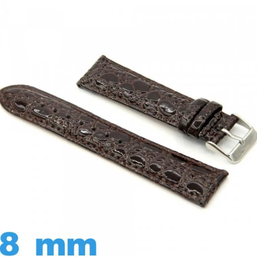 Bracelet Cuir Pour Montre-Bracelet montre Rembourré cuir 8 mm Crocodile