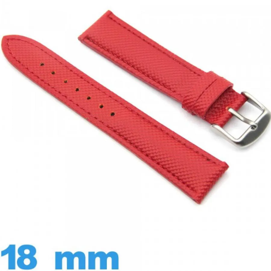 Bracelet Cuir Pour Montre-Bracelet montre Rouge Cuir Vegan Texturé Rembourré 18 mm