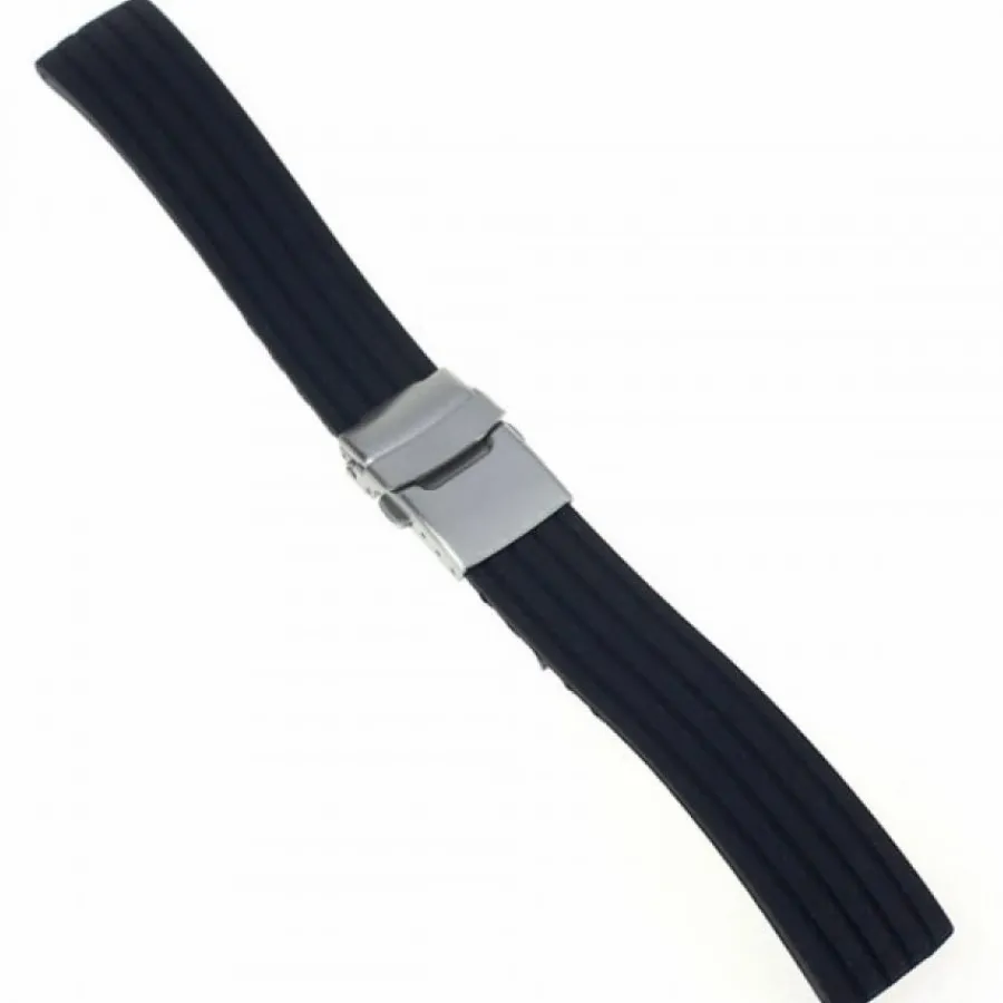 Bracelet Silicone-Bracelet Montre Silicone 20 mm Noir