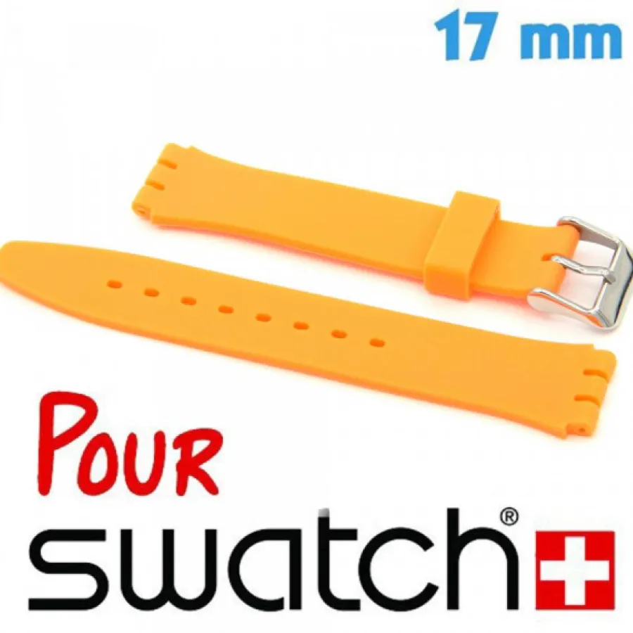 Bracelet Swatch|Bracelet Silicone-Bracelet montre Swatch pas cher 17 mm silicone orange