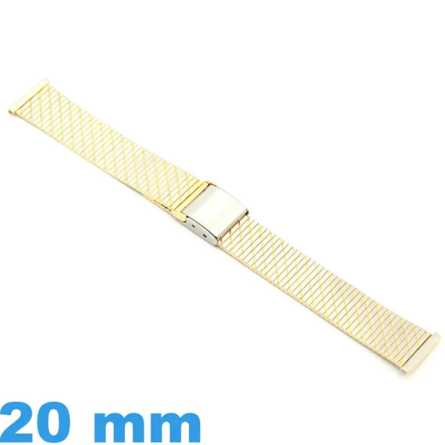 Bracelet Métal-Bracelet Métal Montre 20 mm Argenté et Doré Fermoir Coulissant