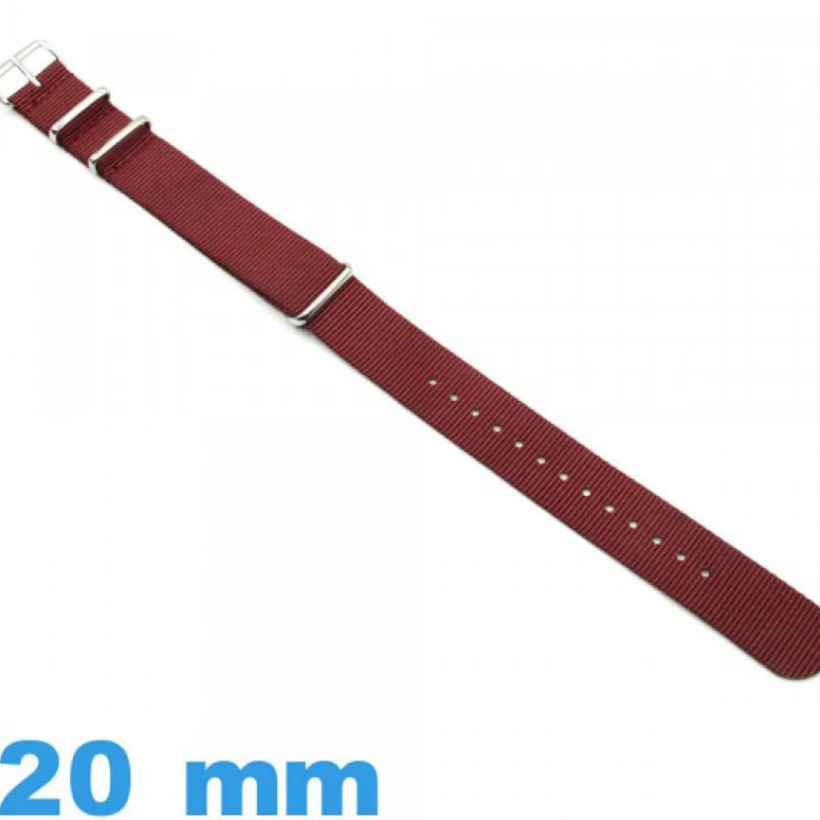 Bracelet Tissu|Bracelet Nato-Bracelet Nato 20 mm montre Textile Rouge (Vin)