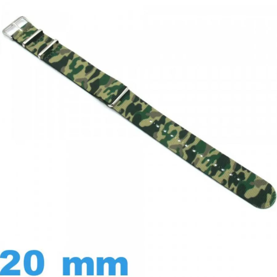 Bracelet Tissu|Bracelet Nato-Bracelet Nato 20 mm montre Camouflage Militaire Textile Vert