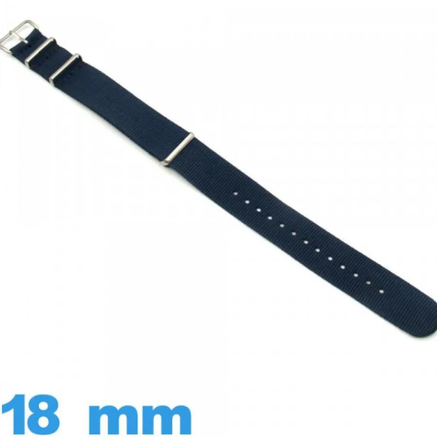 Bracelet Tissu|Bracelet Nato-Bracelet Nato Textile Bleu 18 mm de montre