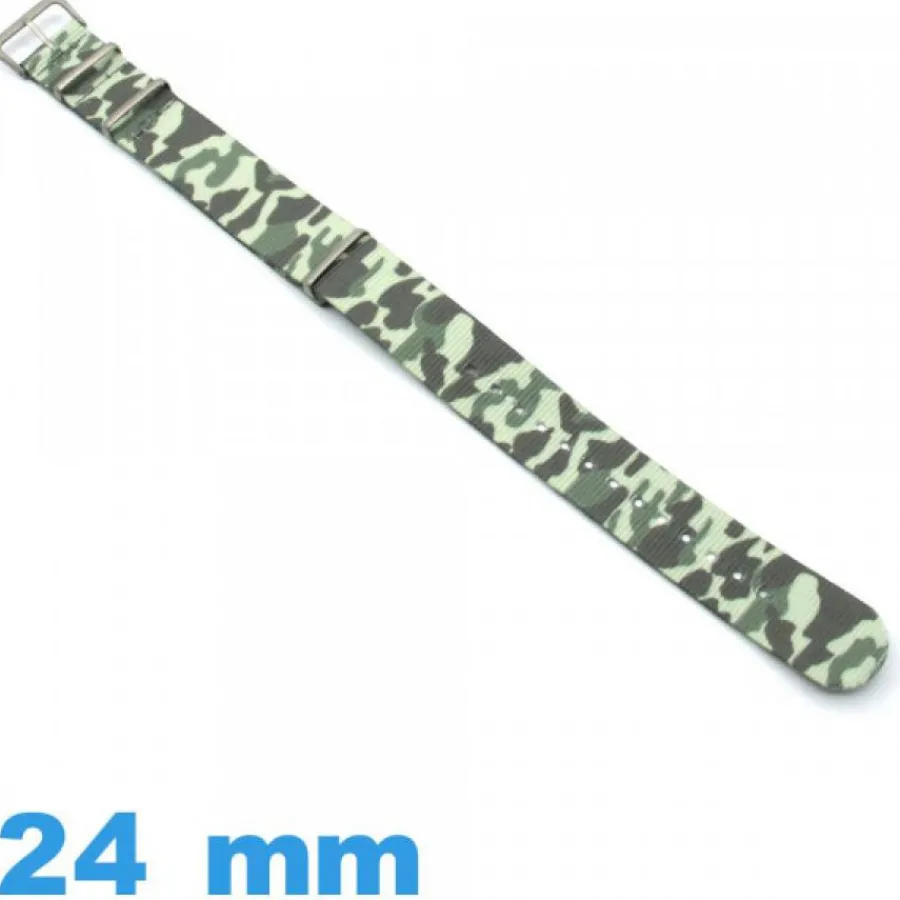 Bracelet Tissu|Bracelet Nato-Bracelet N.A.T.O Textile Vert clair 24mm Camouflage montre