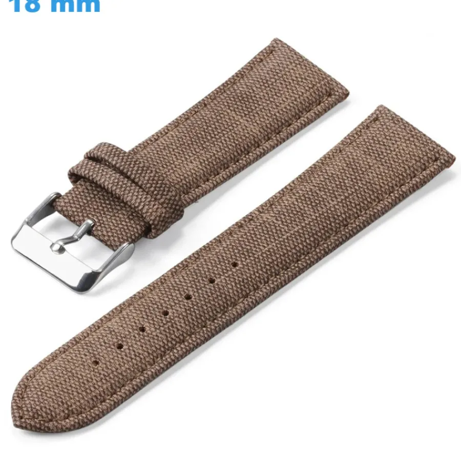 Bracelet Tissu-Bracelet Nylon boucle Ardillon montre Brun 18 mm