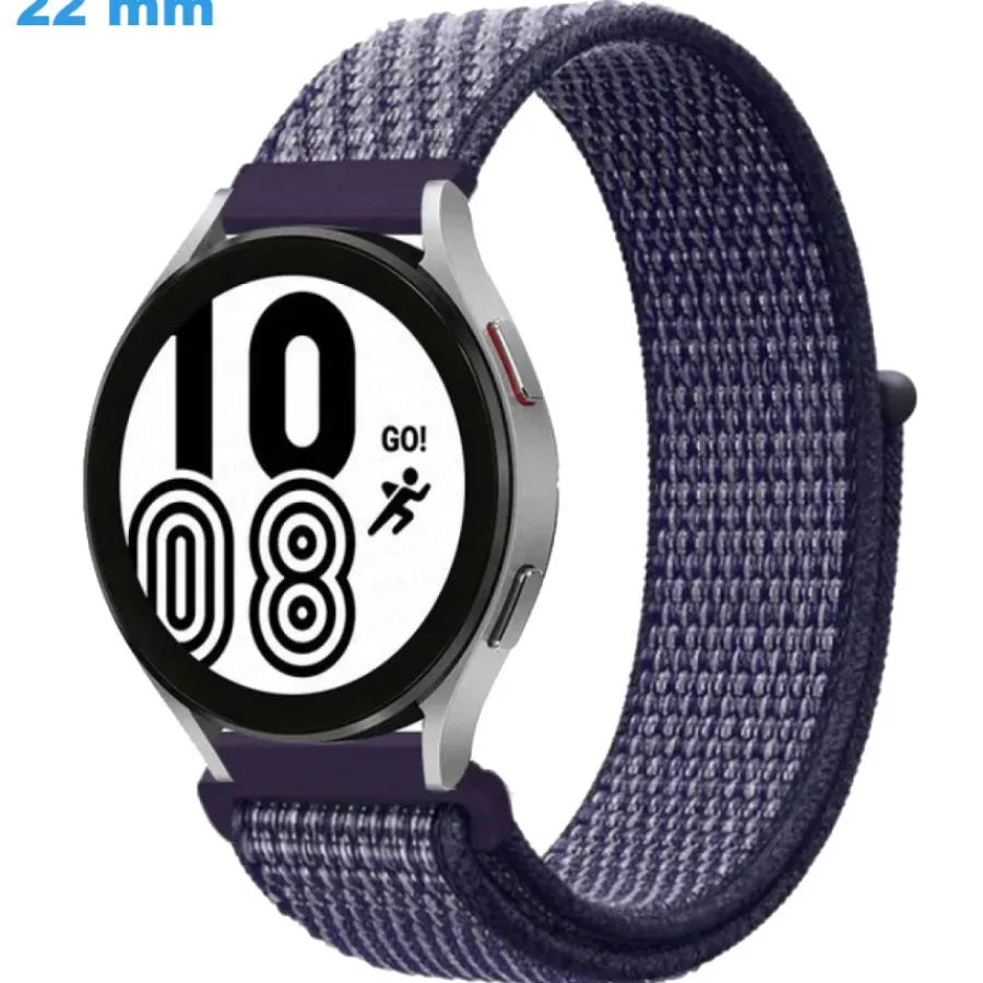Bracelet Tissu-Bracelet Nylon boucle Velcro de montre Violet 22 mm