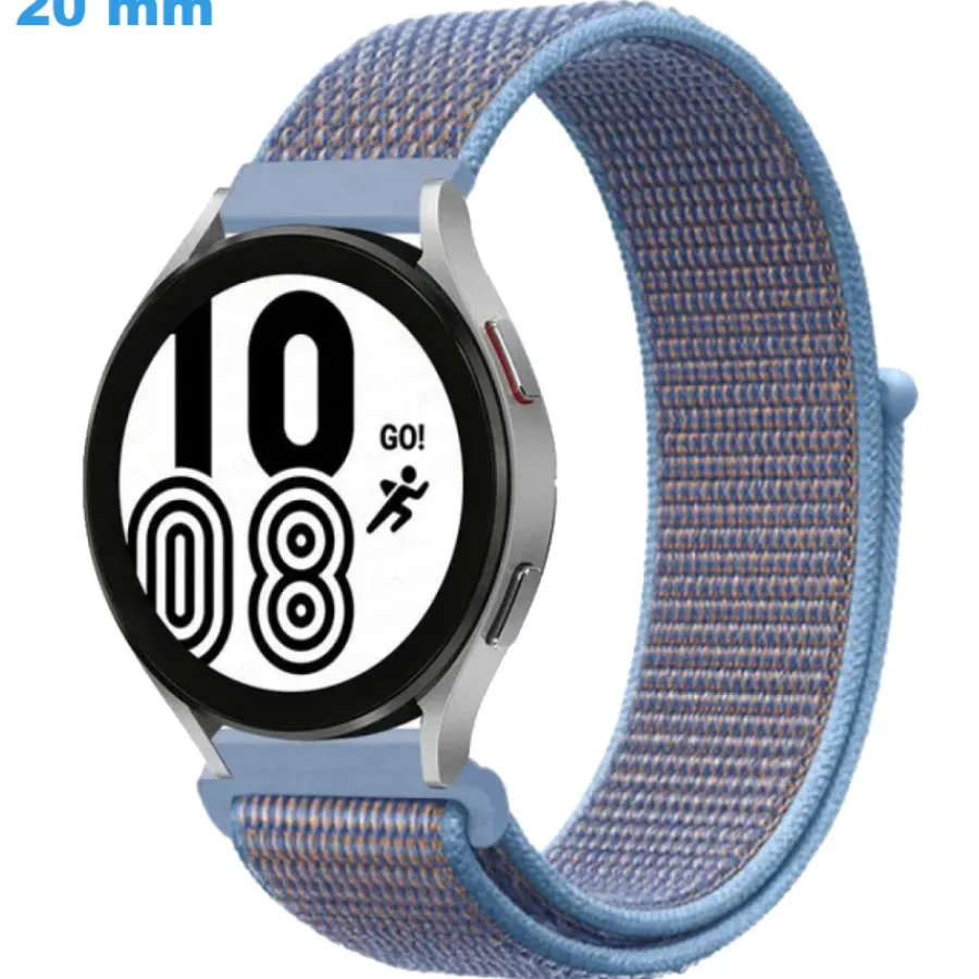 Bracelet Tissu-Bracelet Nylon boucle Velcro montre Bleu 20 mm