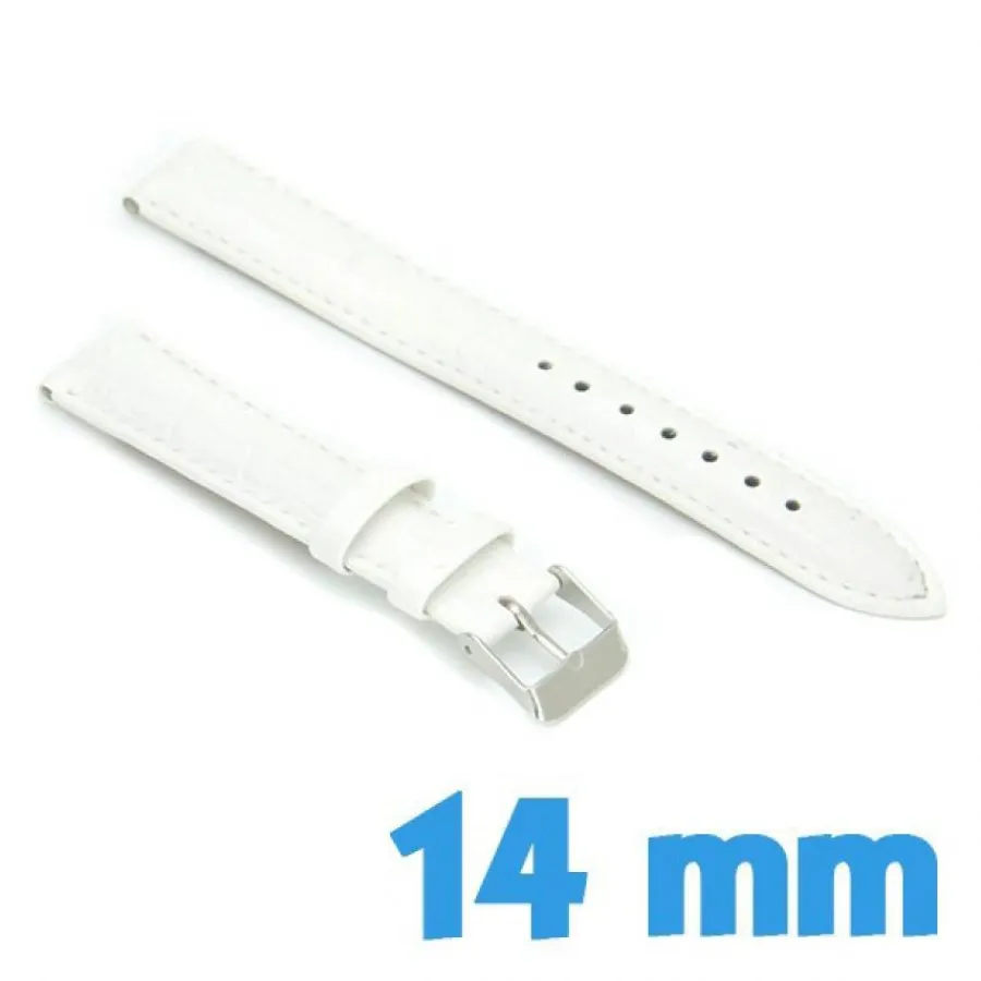 Bracelet Cuir Pour Montre-Bracelet pour montre 1.4 cm Blanc Cuir Synthétique croco