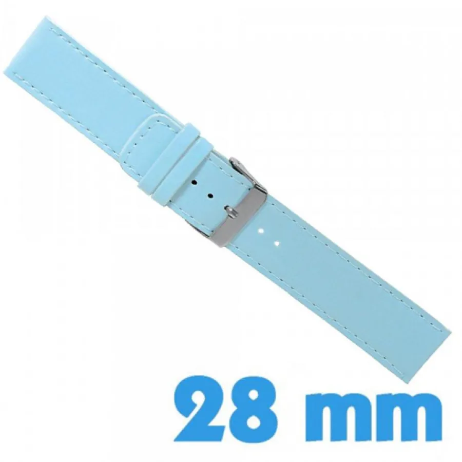 Bracelet Cuir Pour Montre-Bracelet pour Montre 28 mm Bleu Cuir PU