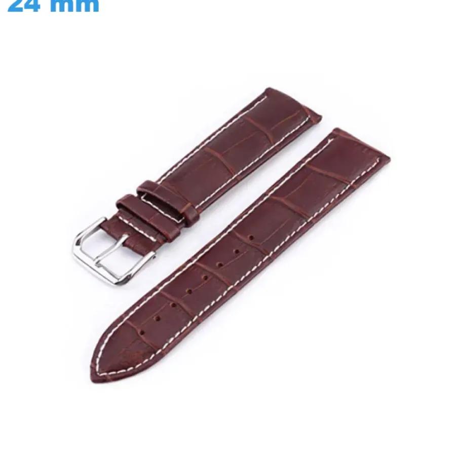 Bracelet Cuir Pour Montre-Bracelet pour montre 24 mm Cuir véritable Brun fermoir Ardillon