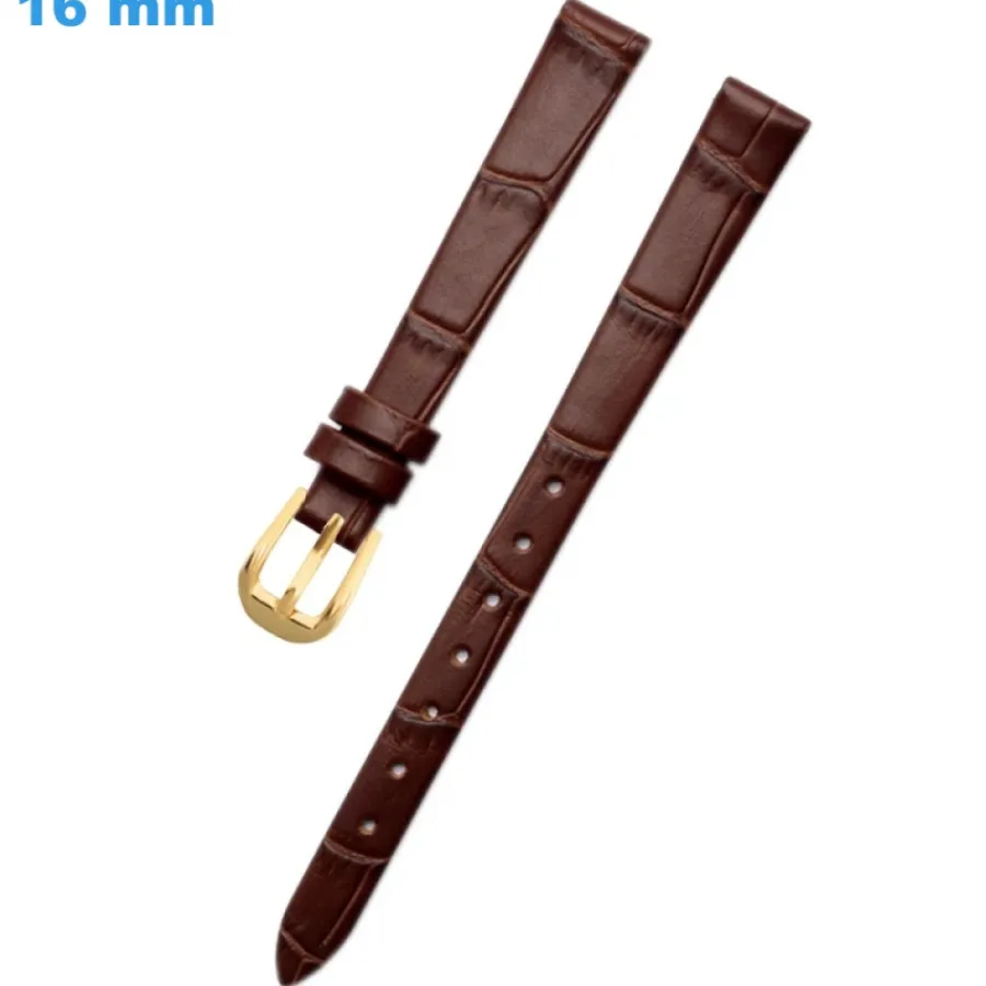 Bracelet Cuir Pour Montre-Bracelet pour montre 16 mm Cuir véritable Brun Ardillon