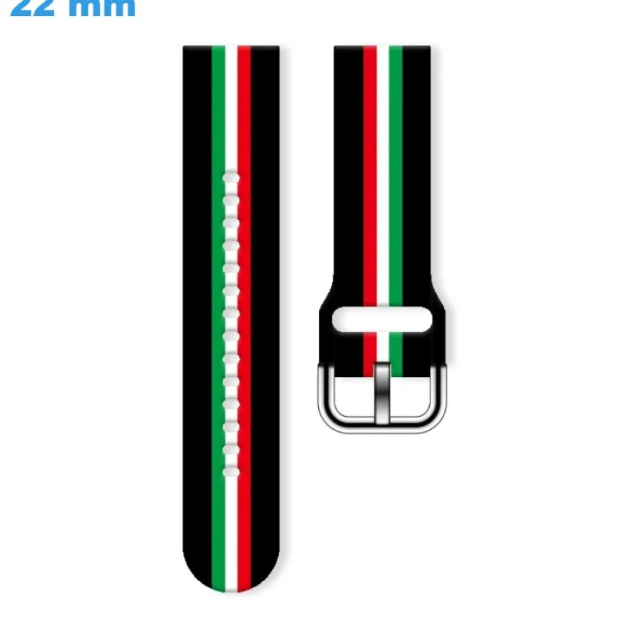 Bracelet Silicone-Bracelet pour montre 22 mm Caoutchouc Ardillon Noir et Multicolore